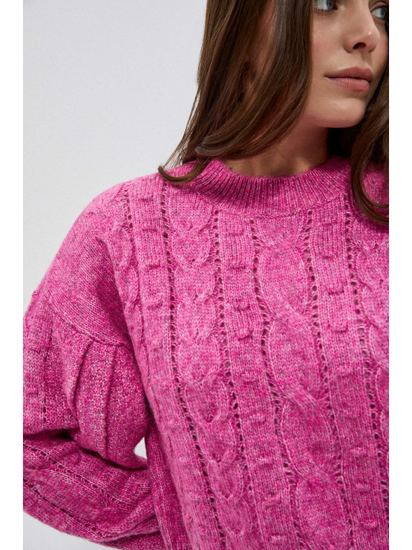 Moodo Fuksija pulover s pleteničastim uzorkom Moodo