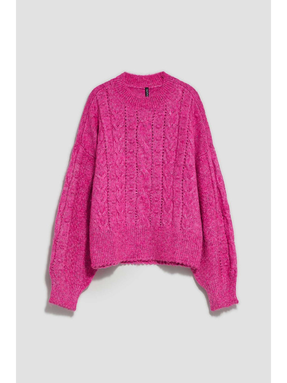 Moodo Fuksija pulover s pleteničastim uzorkom Moodo