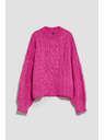 Moodo Fuksija pulover s pleteničastim uzorkom Moodo