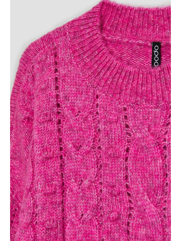 Moodo Fuksija pulover s pleteničastim uzorkom Moodo