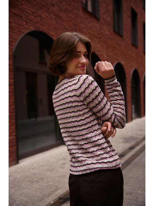 Moodo Béžový pulover s prugama Moodo