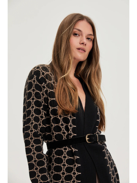 Moodo Crni kardigan s geometrijskim uzorkom Moodo