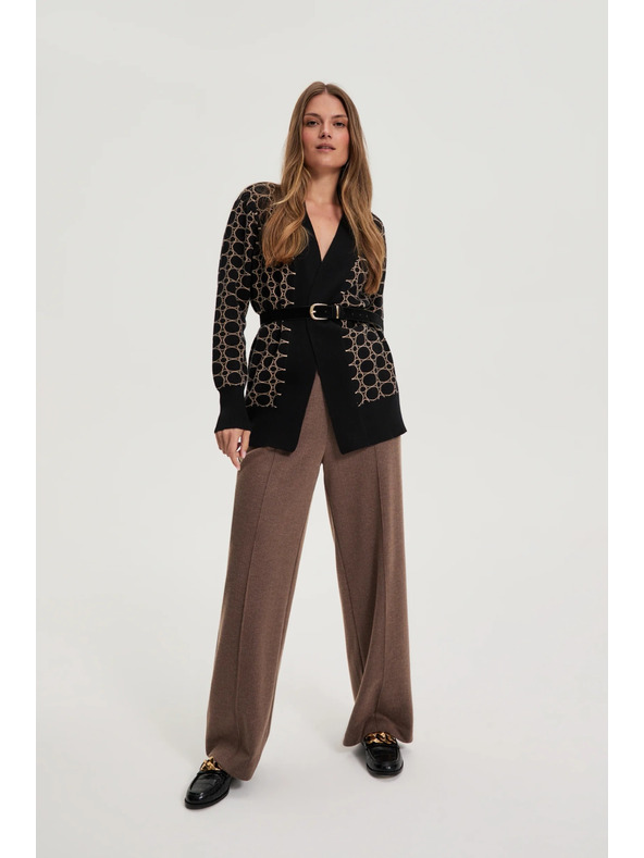 Moodo Crni kardigan s geometrijskim uzorkom Moodo