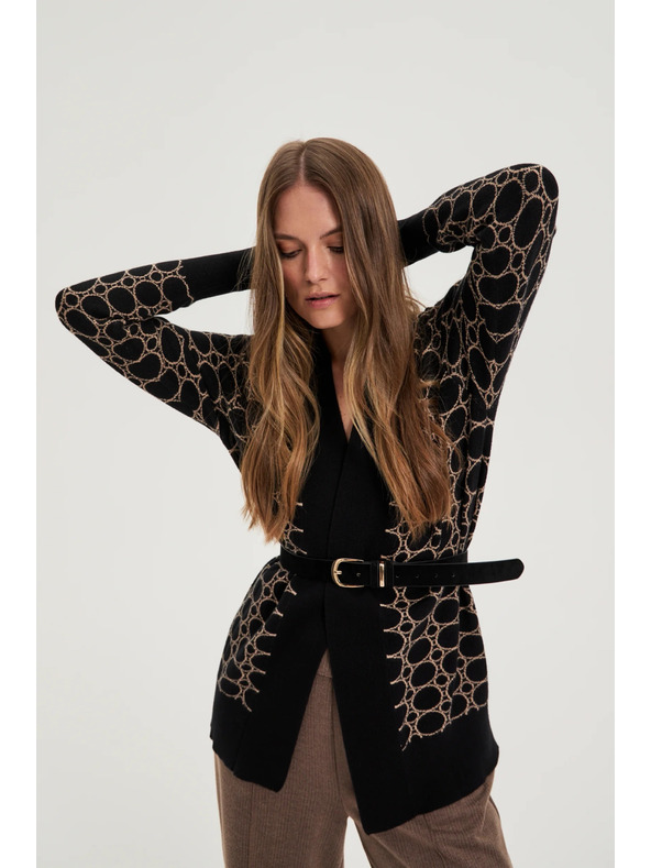Moodo Crni kardigan s geometrijskim uzorkom Moodo