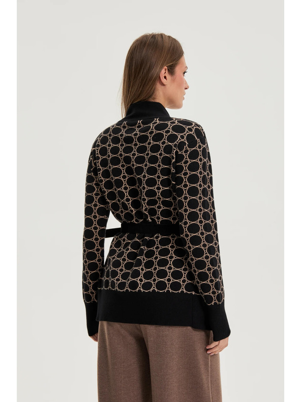 Moodo Crni kardigan s geometrijskim uzorkom Moodo