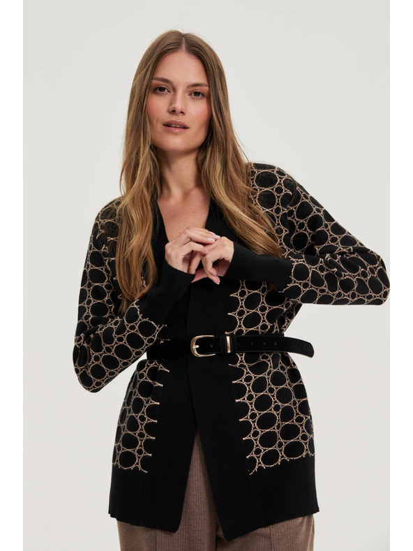 Moodo Crni kardigan s geometrijskim uzorkom Moodo