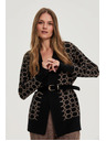 Moodo Crni kardigan s geometrijskim uzorkom Moodo
