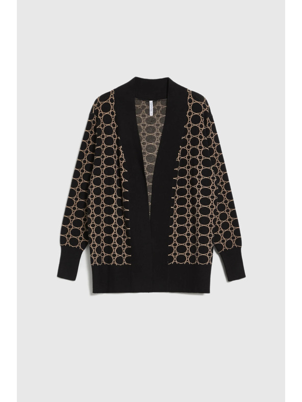 Moodo Crni kardigan s geometrijskim uzorkom Moodo
