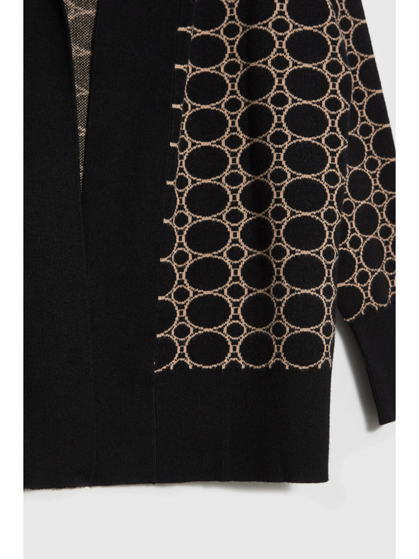 Moodo Crni kardigan s geometrijskim uzorkom Moodo