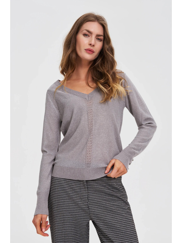 Moodo Sivi pulover s metalnim vlaknom Moodo