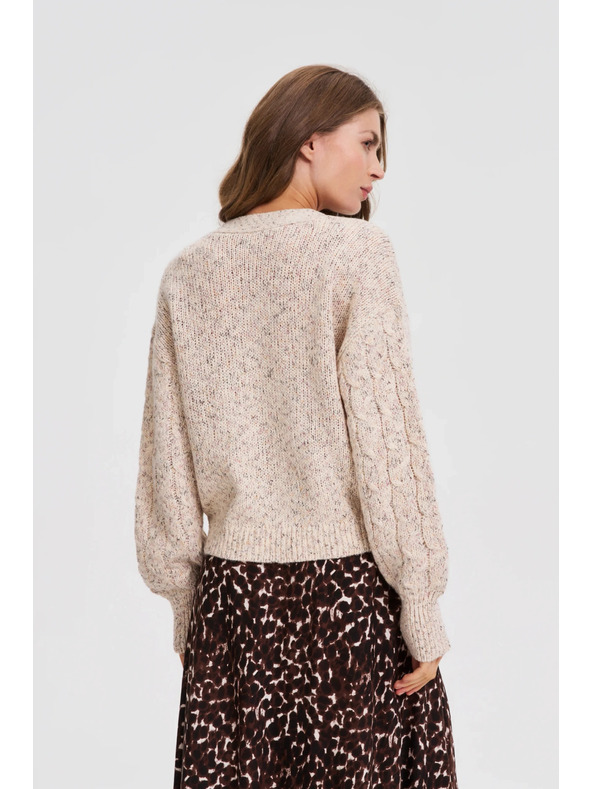 Moodo Béžový kardigan s ukrašenim pletenjem Moodo