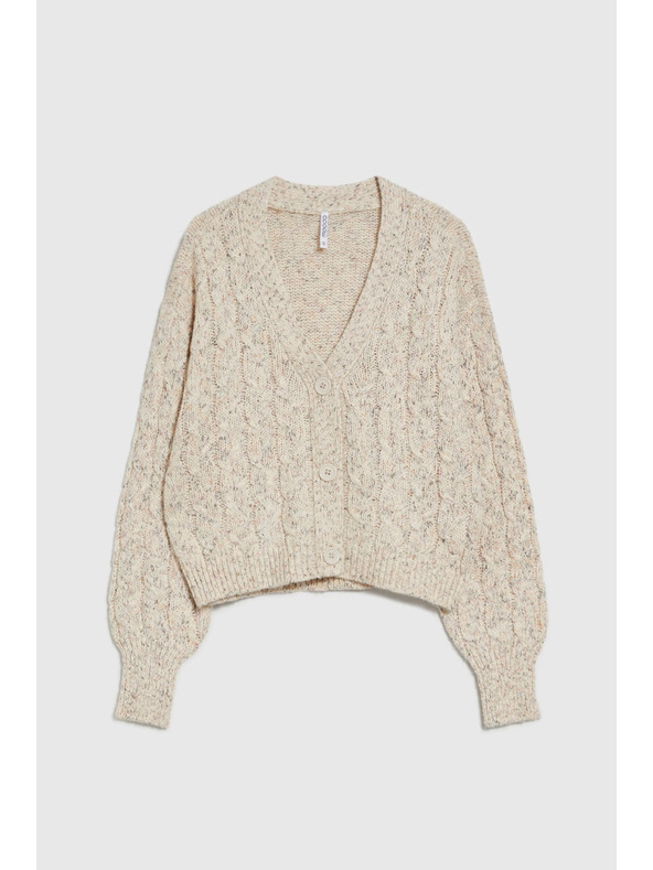 Moodo Béžový kardigan s ukrašenim pletenjem Moodo