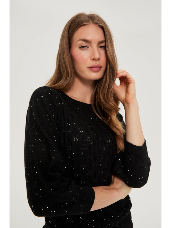 Moodo Pulover s šljokicama crni Moodo