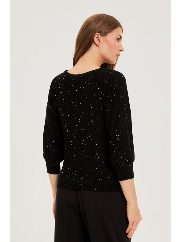Moodo Pulover s šljokicama crni Moodo
