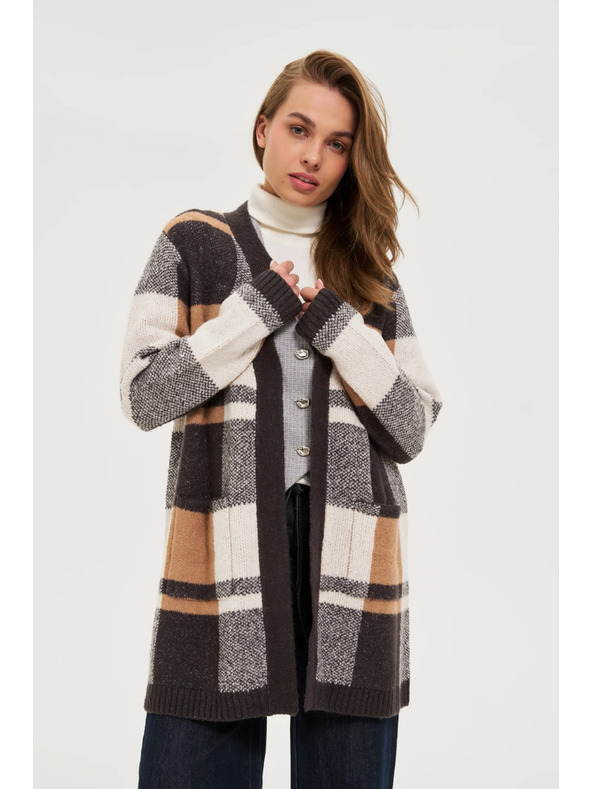 Moodo Béžový karirasti kardigan Moodo