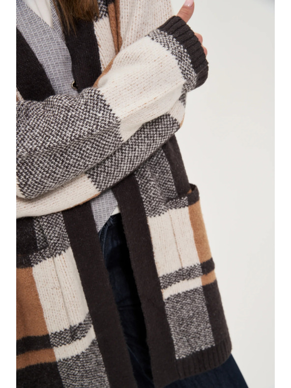 Moodo Béžový karirasti kardigan Moodo