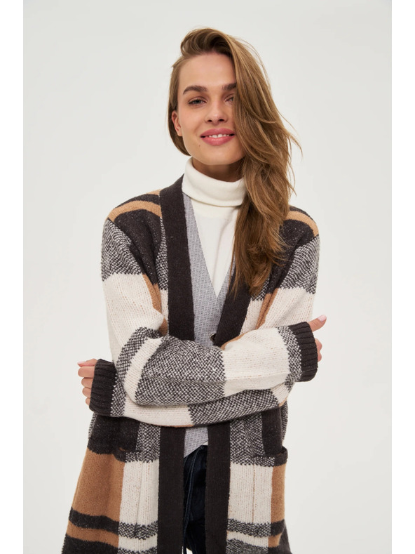 Moodo Béžový karirasti kardigan Moodo