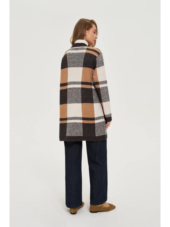 Moodo Béžový karirasti kardigan Moodo