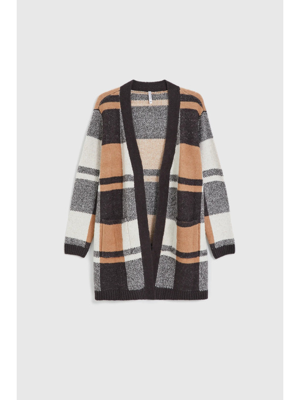Moodo Béžový karirasti kardigan Moodo