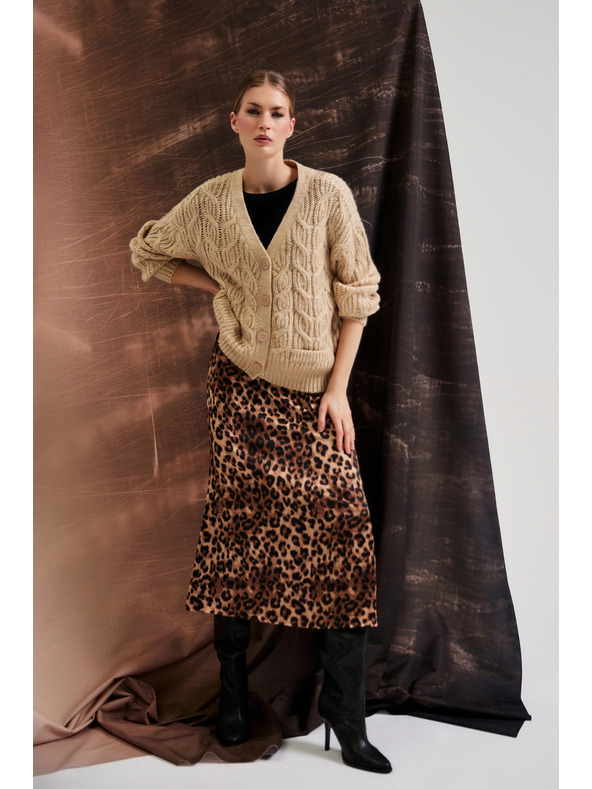 Moodo Béžový kardigan s V-izrezom Moodo