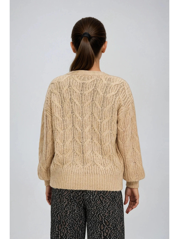 Moodo Béžový kardigan s V-izrezom Moodo