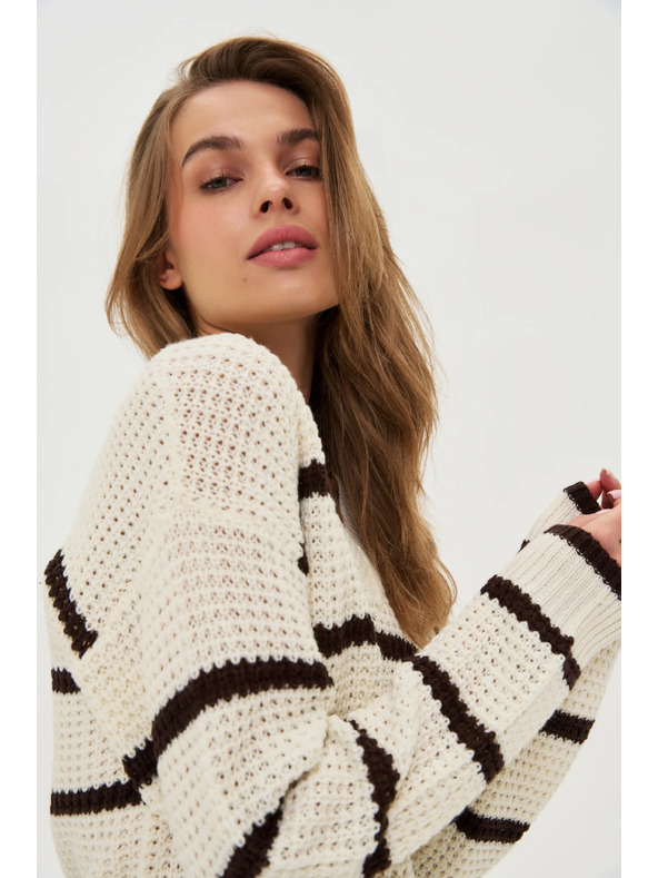 Moodo Béžový pulover s prugama Moodo