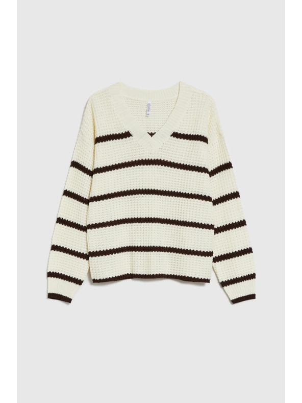 Moodo Béžový pulover s prugama Moodo