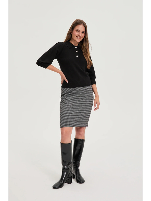 Moodo Pulover s ovratnikom crni Moodo