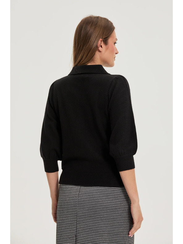 Moodo Pulover s ovratnikom crni Moodo