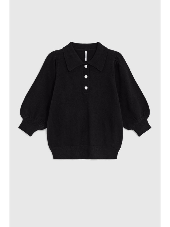 Moodo Pulover s ovratnikom crni Moodo