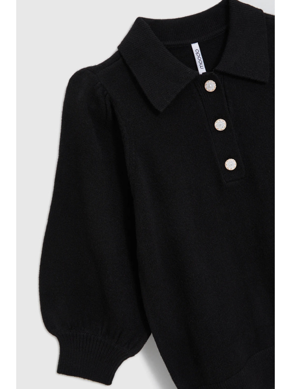 Moodo Pulover s ovratnikom crni Moodo