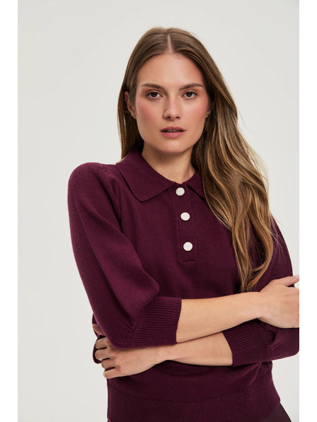 Moodo Pulover s ovratnikom bordo Moodo