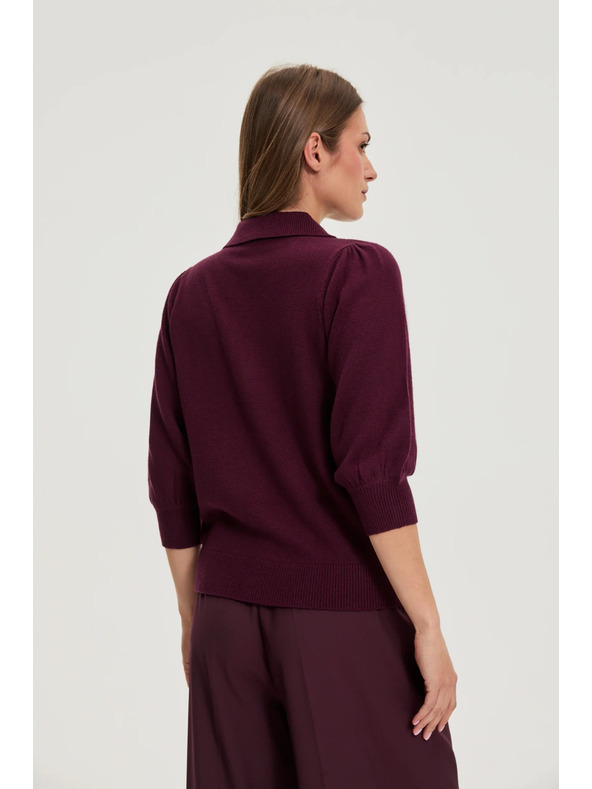 Moodo Pulover s ovratnikom bordo Moodo
