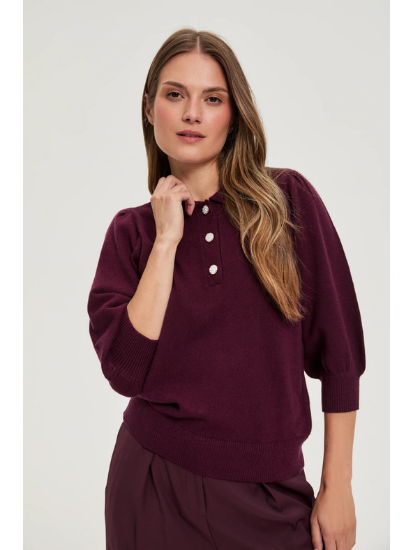 Moodo Pulover s ovratnikom bordo Moodo
