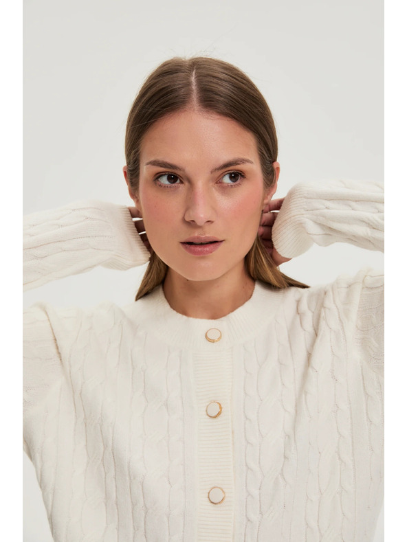 Moodo Pulover s ukrašenim pletenjem ecru Moodo