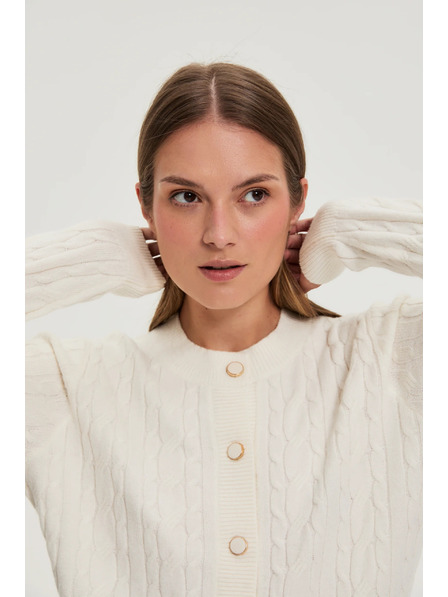 Moodo Pulover s ukrašenim pletenjem ecru Moodo