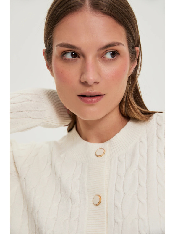 Moodo Pulover s ukrašenim pletenjem ecru Moodo