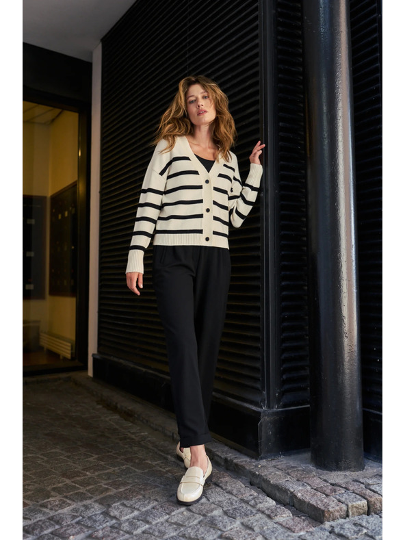 Moodo Prugasti kardigan ecru Moodo