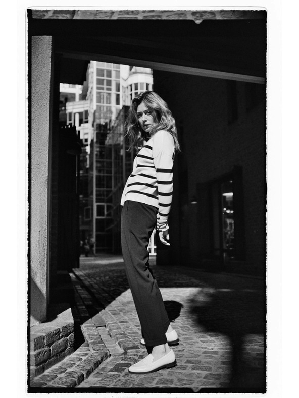 Moodo Prugasti kardigan ecru Moodo