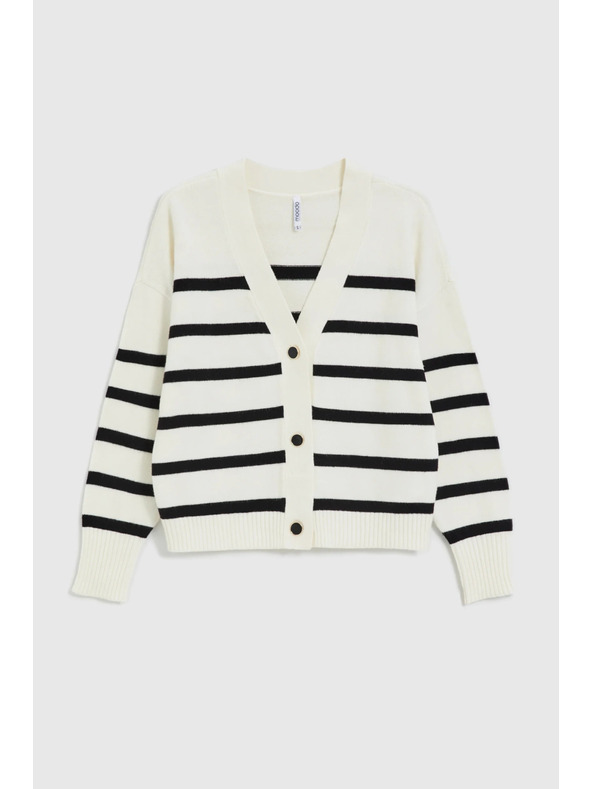 Moodo Prugasti kardigan ecru Moodo