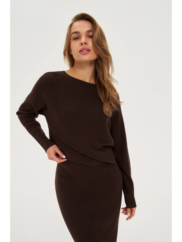 Moodo Rebrasti pulover smeđi Moodo