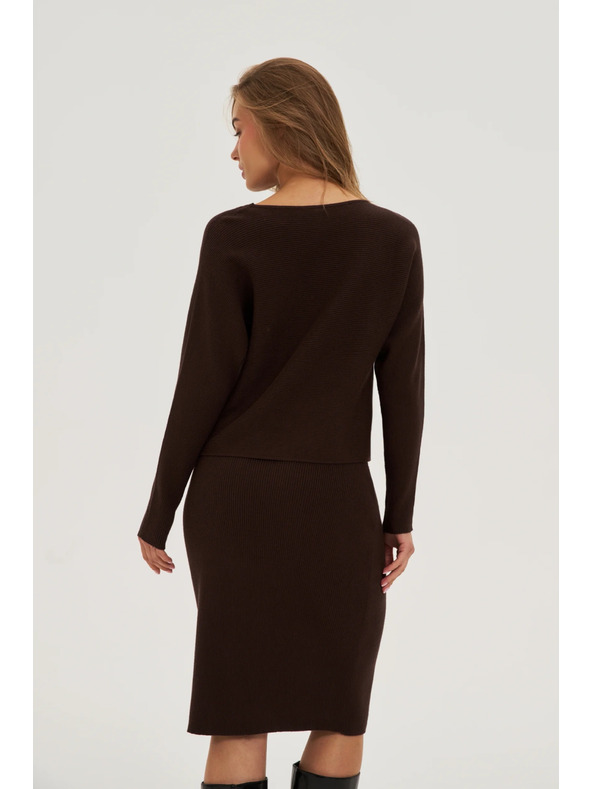 Moodo Rebrasti pulover smeđi Moodo