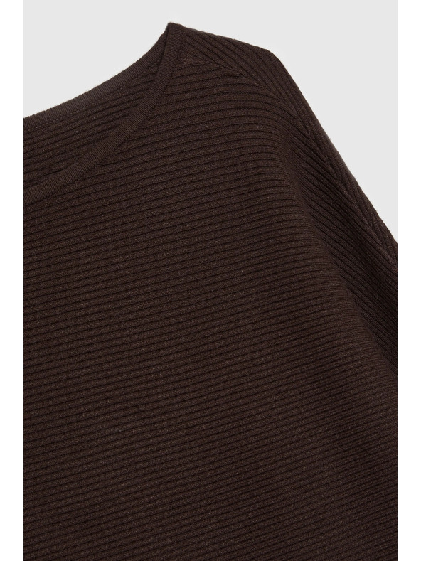 Moodo Rebrasti pulover smeđi Moodo