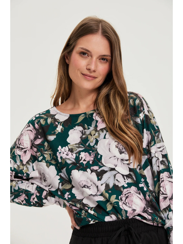 Moodo Pulover s cvjetnim uzorkom zeleni Moodo