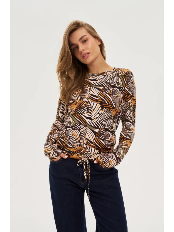 Moodo Bež pulover s biljnim uzorkom Moodo