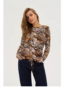 Moodo Bež pulover s biljnim uzorkom Moodo