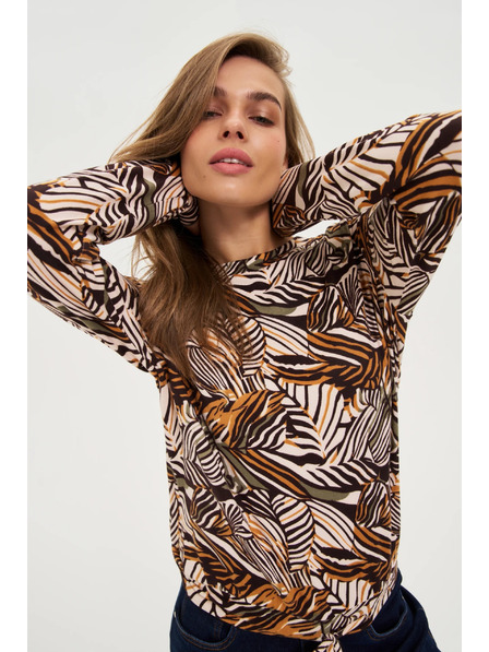 Moodo Bež pulover s biljnim uzorkom Moodo