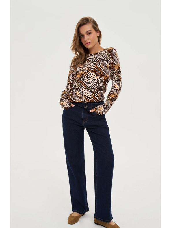 Moodo Bež pulover s biljnim uzorkom Moodo