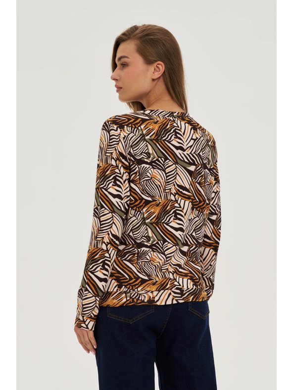 Moodo Bež pulover s biljnim uzorkom Moodo