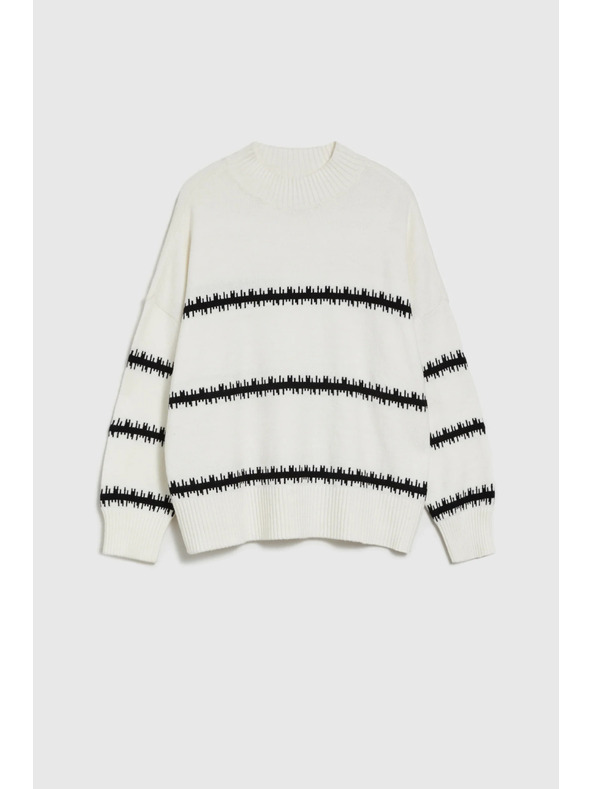 Moodo Bijeli pulover s prugama i spuštenom linijom ramena Moodo